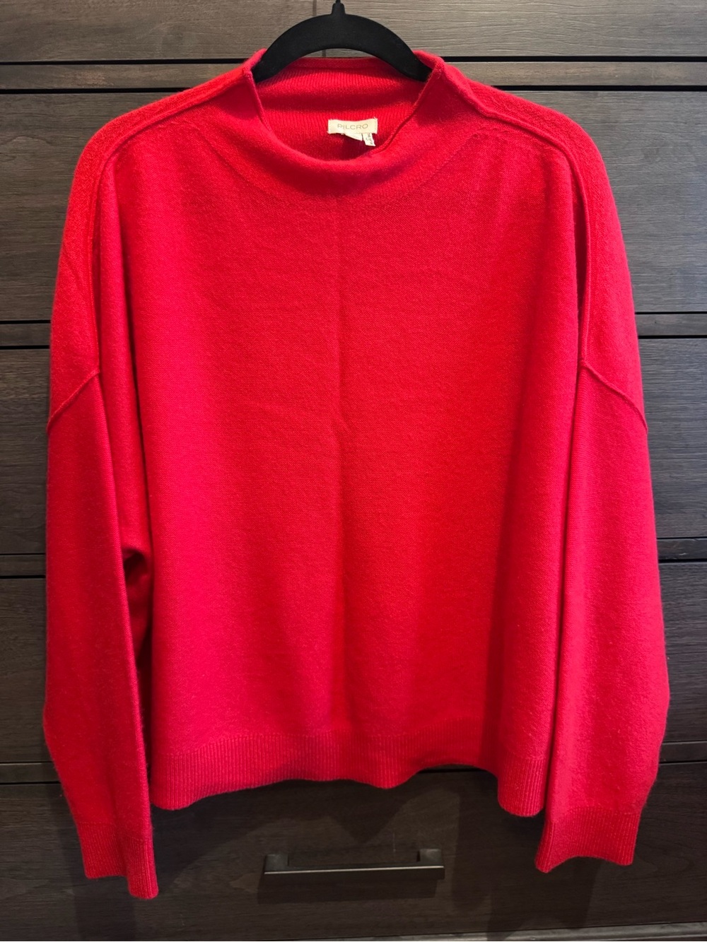 Anthropologie Pilcro Alani 100% Cashmere Mock-Neck Sweater in True Red - Picture 2 of 4